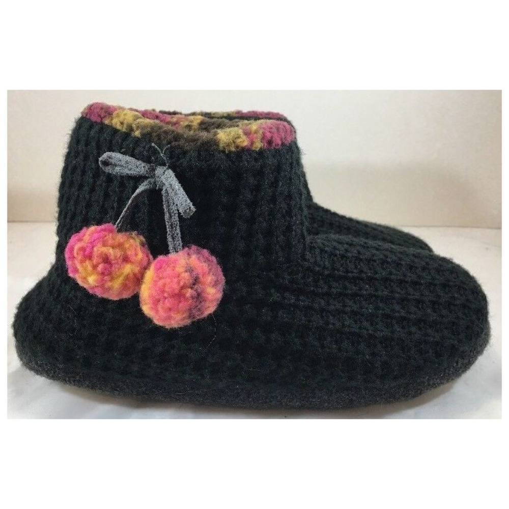 NEW! Cuddl Duds Fleece Ankle Bootie Black Slippers